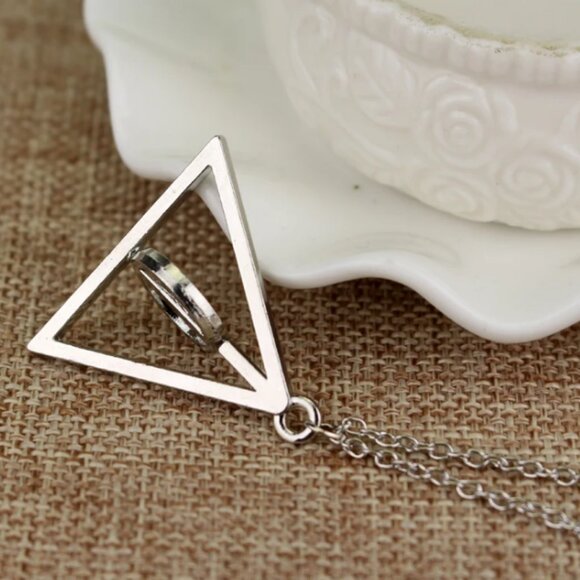Silver Deathly Hallows Symbol Fidget Pendant Necklace - Picture 3 of 6